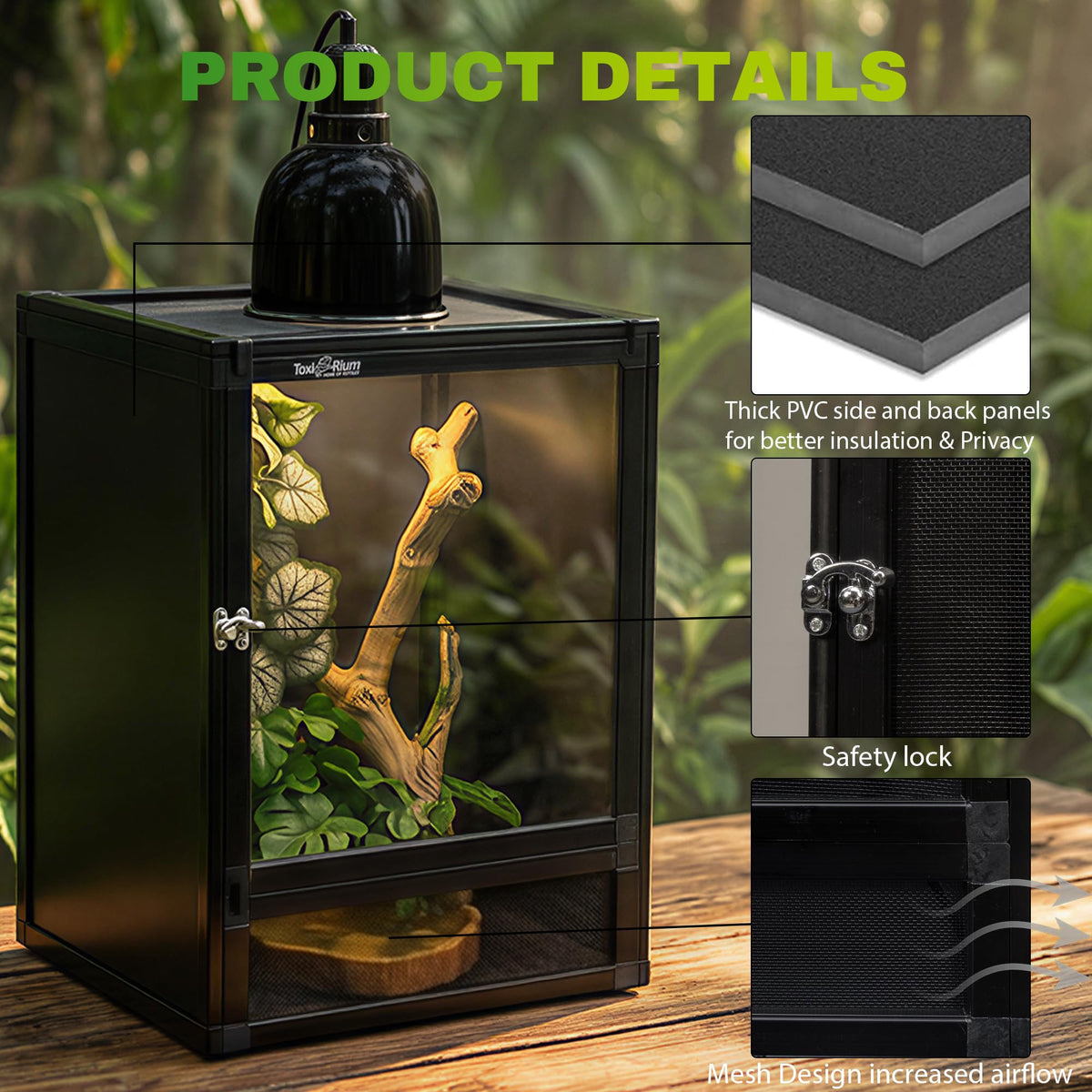 18"x18"x36" Aluminum Reptile Enclosure with Screen & Acrylic Doors M160