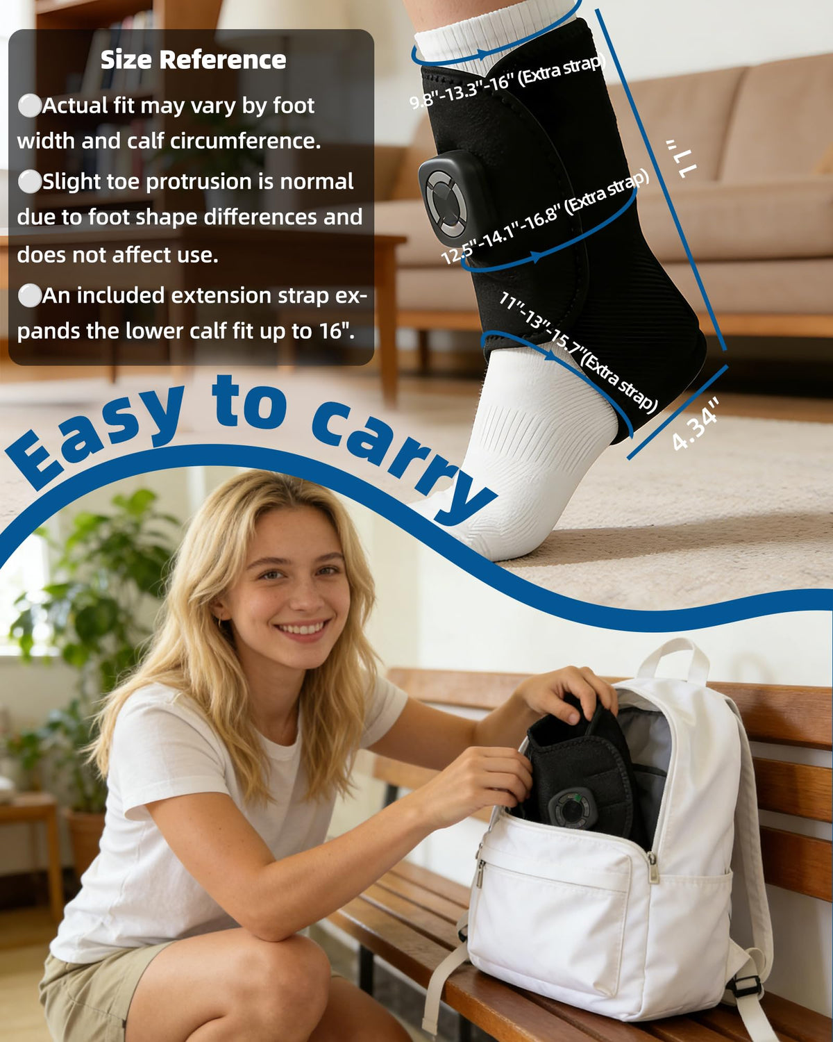 Cordless Air Compression Foot & Ankle Massager with Heat & Vibration M104