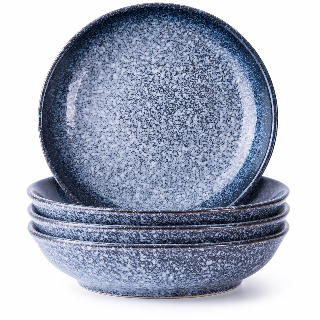 8-Inch Ceramic Pasta Bowls, Set of 4, Blue Glaze Z207848