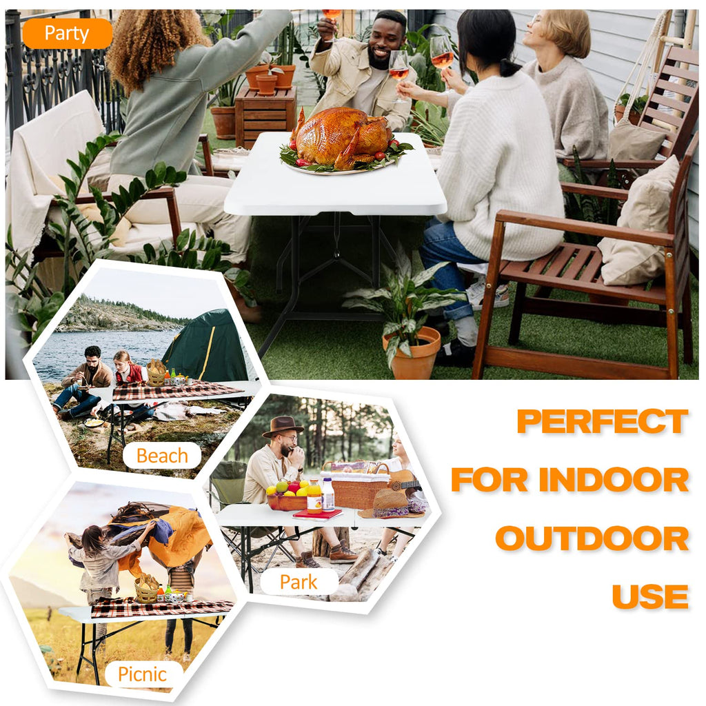 White 6 ft Folding Portable Table 500 lbs Capacity S58270