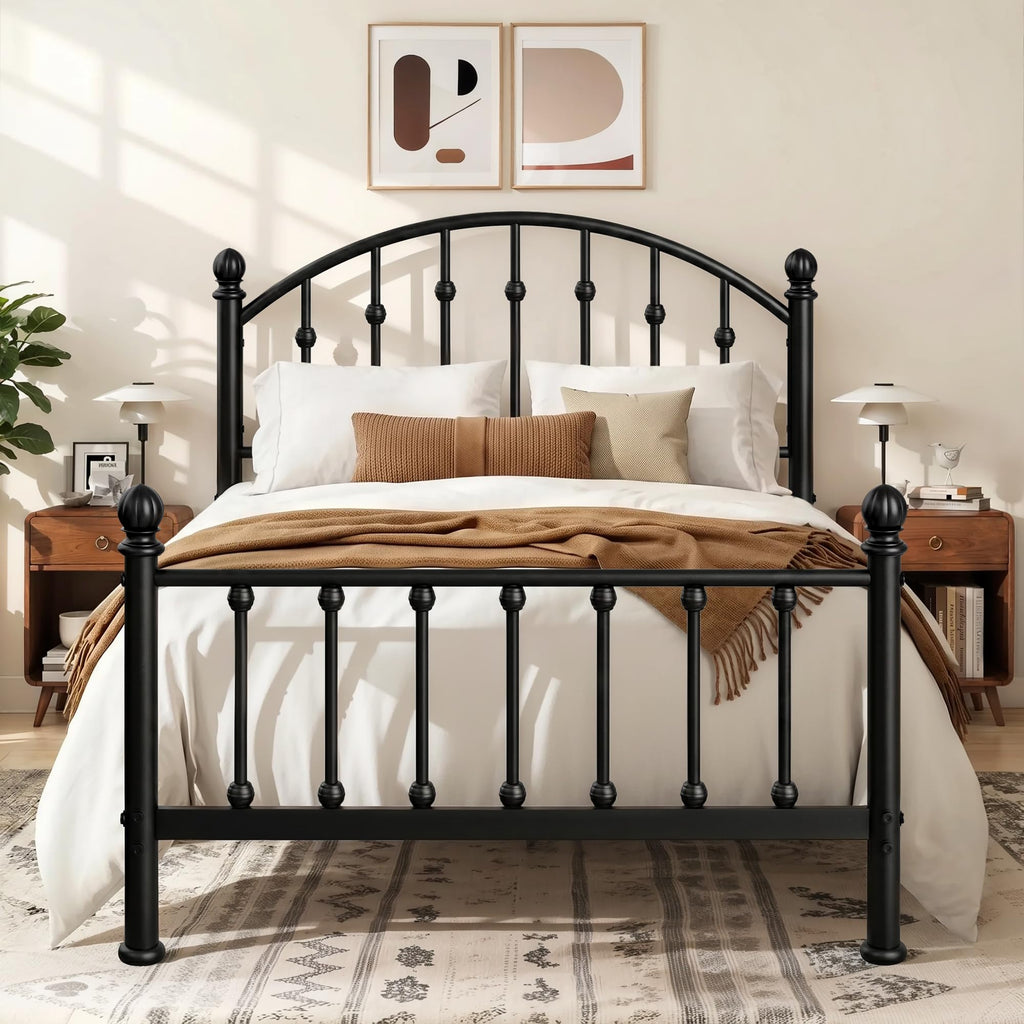 Full Size Metal Bed Frame with Tall Headboard R573