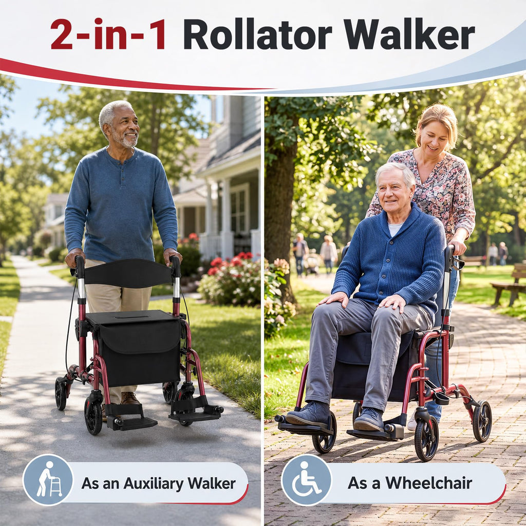 Foldable Rollator Walker 4 Wheel Transport Chair G449