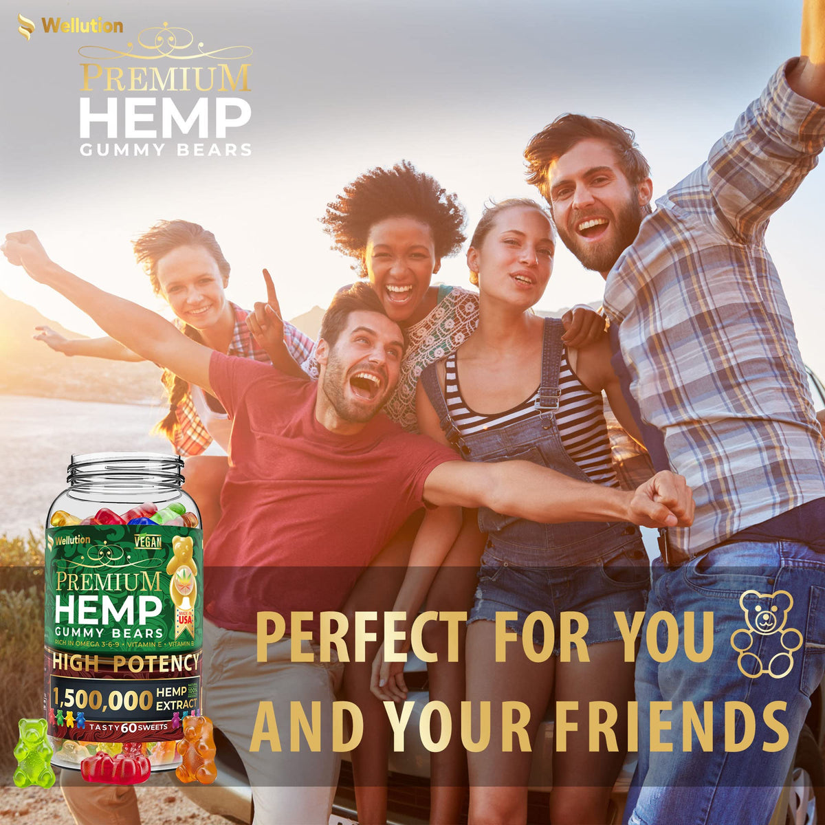 Hemp Gummies 1,500,000 MCG Gluten Free 60ct M3791