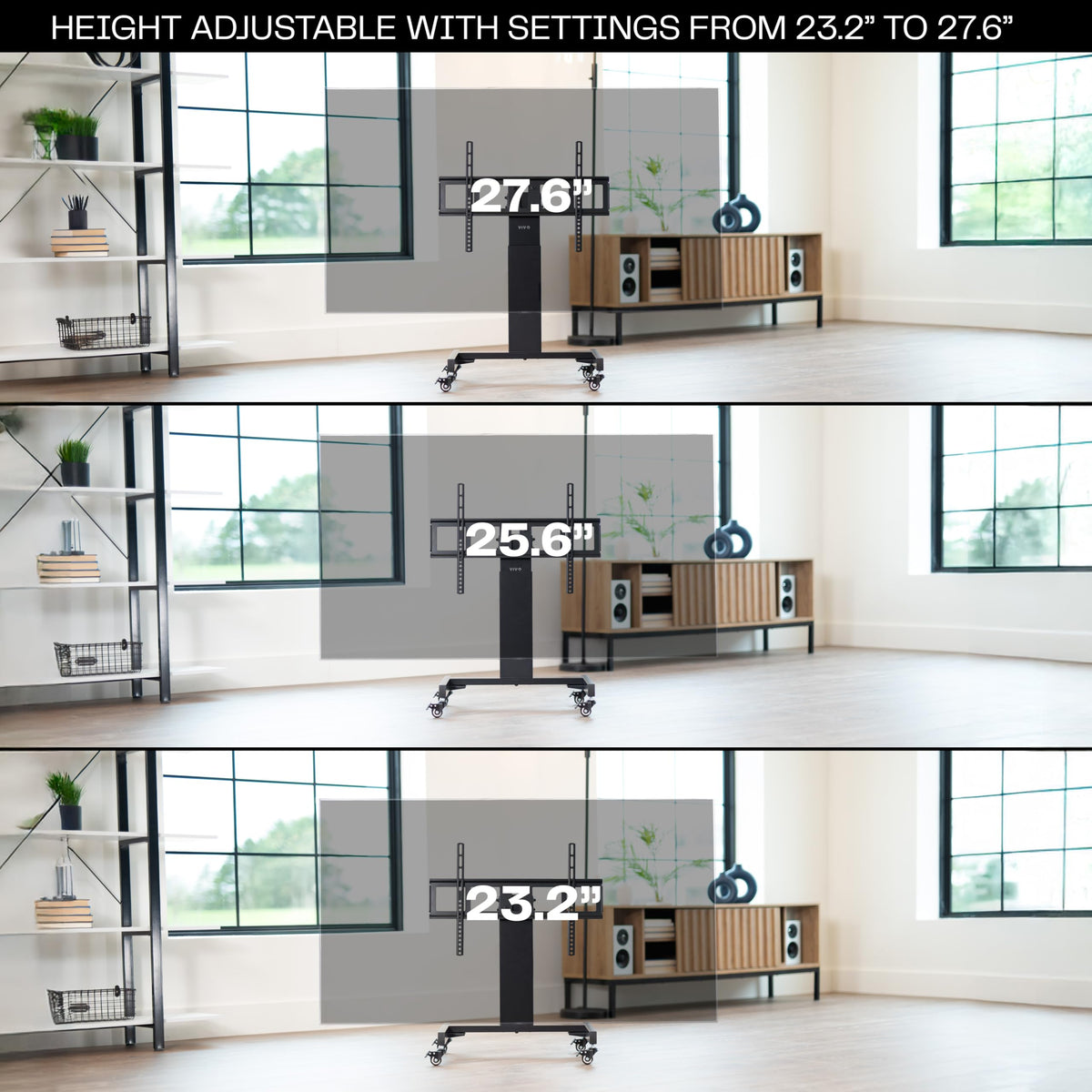 Low Height TV Cart for 32 to 75 inch Screens, Black Q87759