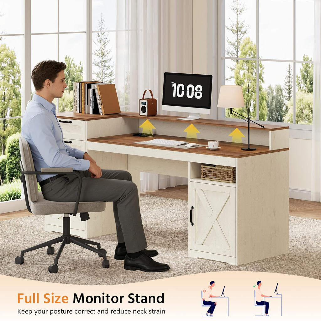 63" Computer Desk with 4 Drawers H741