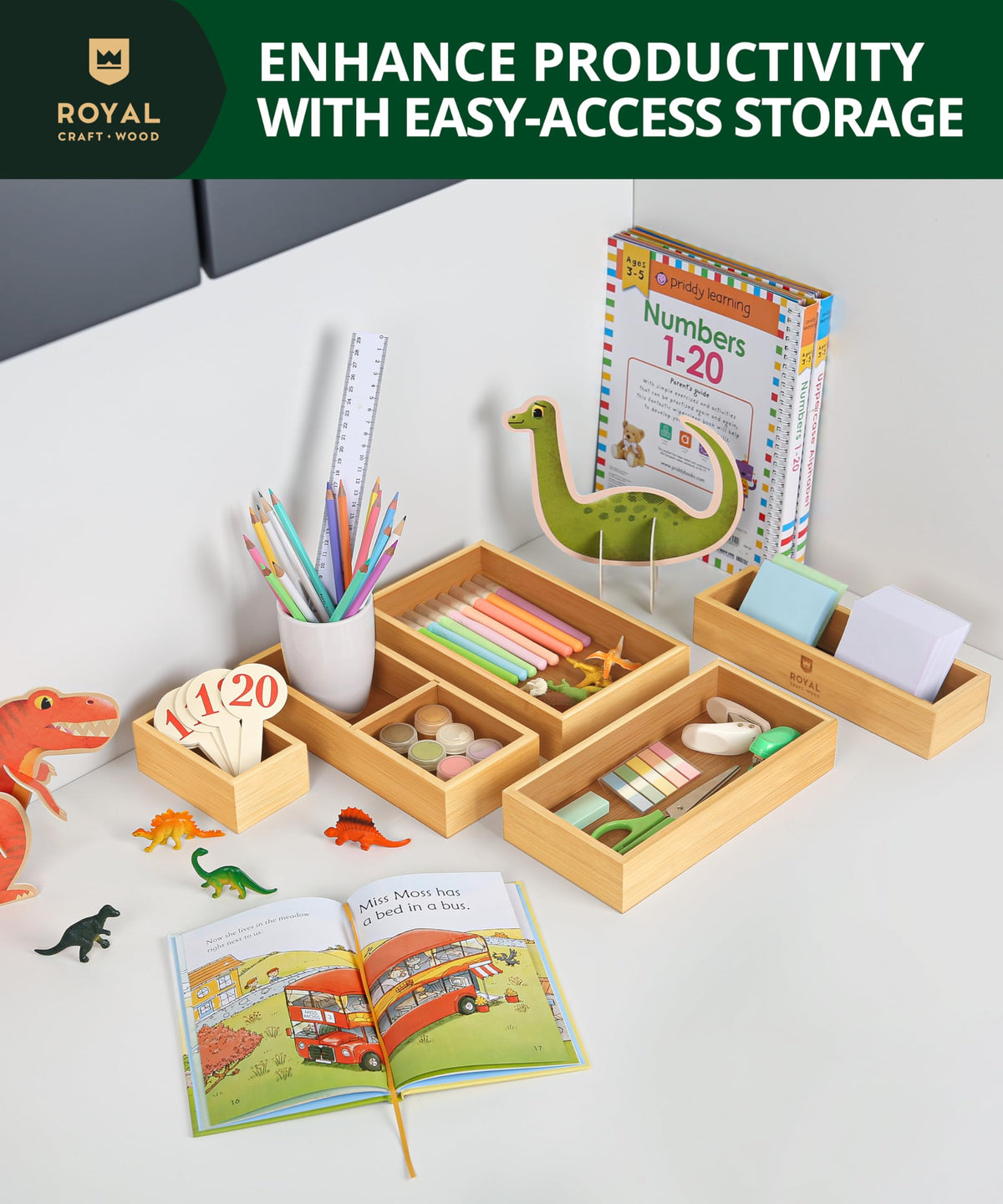 5-Piece Bamboo Drawer Organizer Set L13075