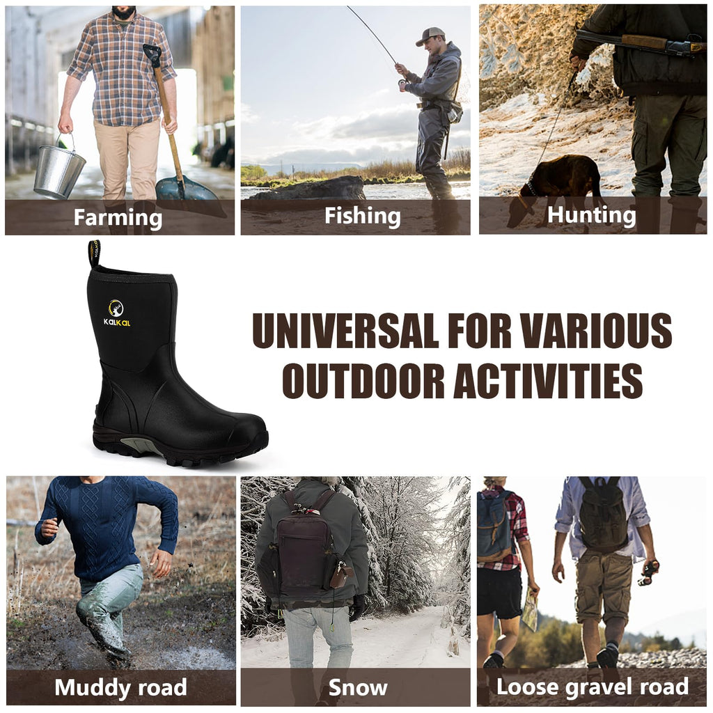 Waterproof Insulated Mid Calf Rubber Boots P82823