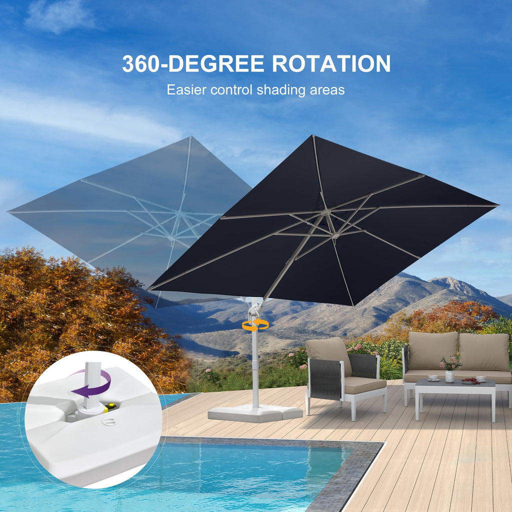 Navy Blue Aluminum Patio Umbrella with Base C34652