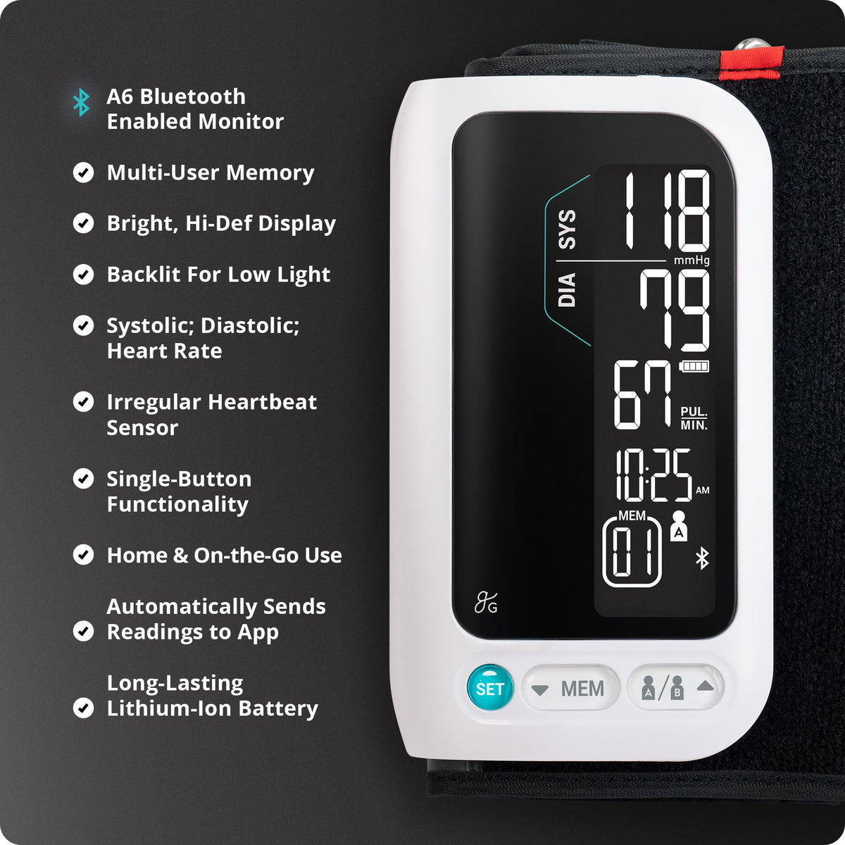 Bluetooth Blood Pressure Monitor with Upper Arm Cuff T743094