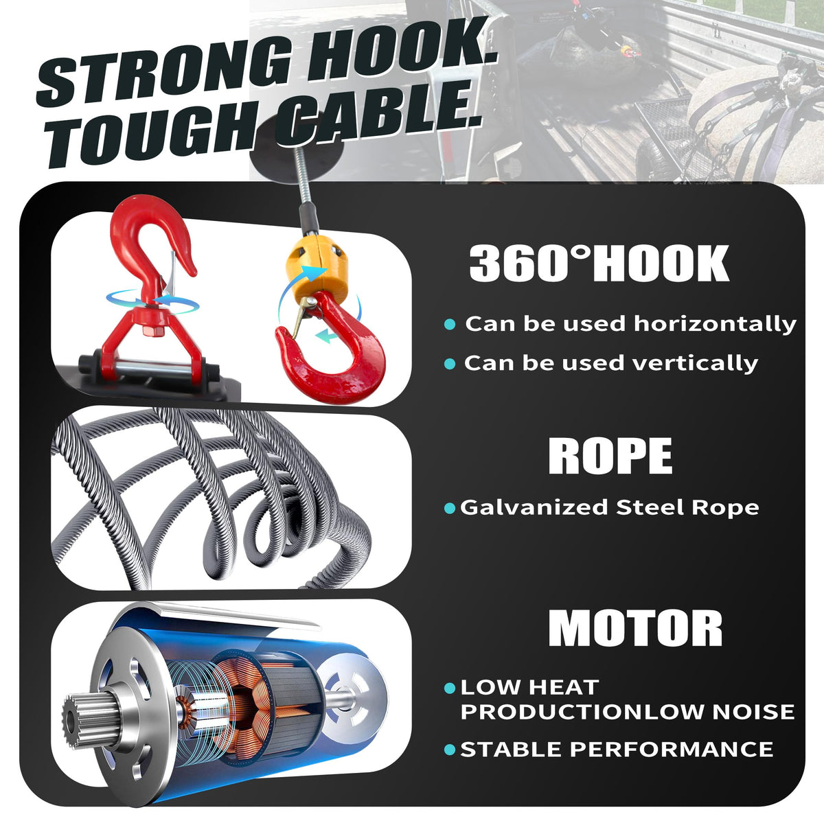 1500W 1500 lbs Electric Hoist Winch Y8006