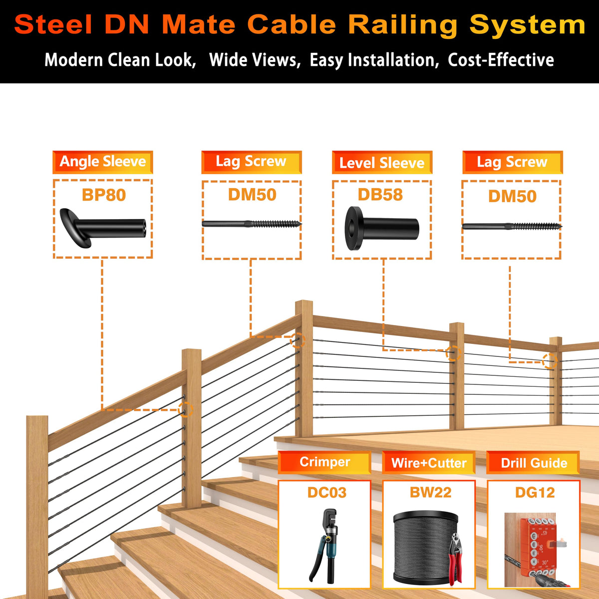 Black Stainless Steel Cable for Railing 220FT 1/8" T316 Wire Rope O107536