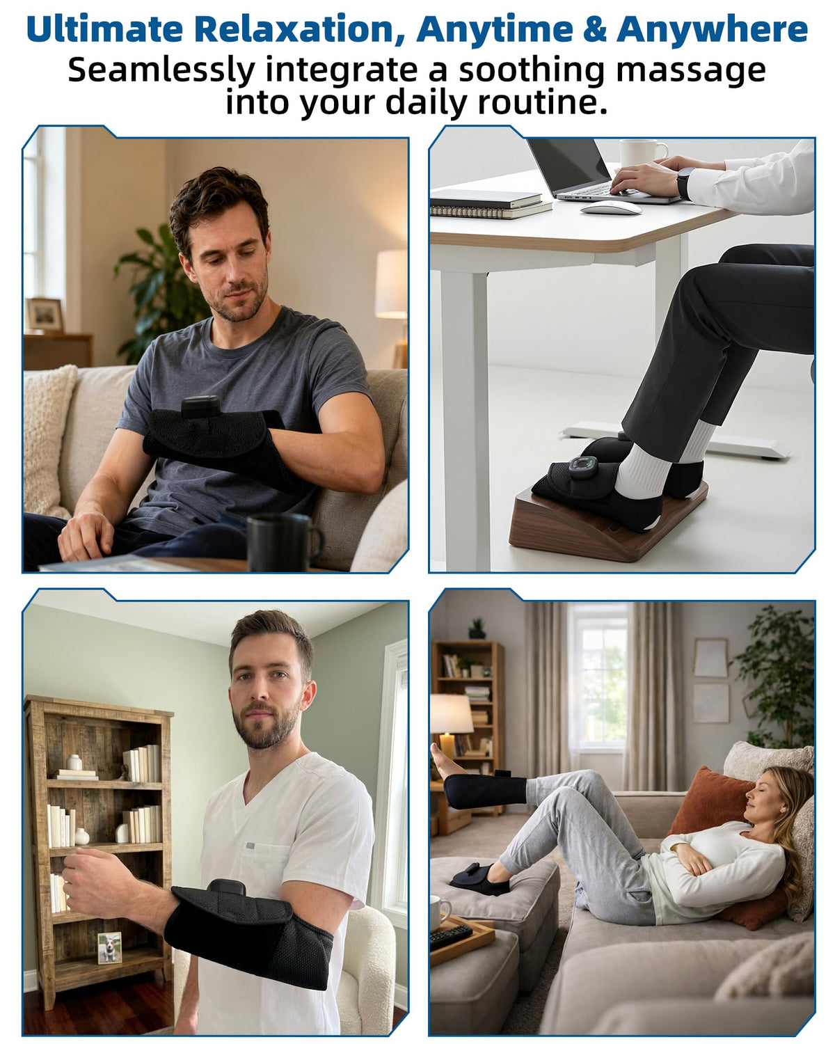 Cordless Air Compression Foot & Ankle Massager with Heat & Vibration M104