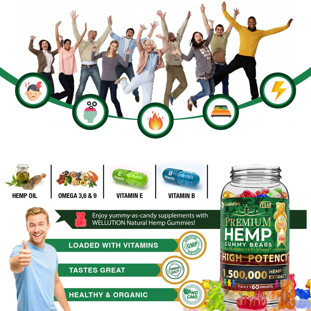 Hemp Gummies 1,500,000 MCG Gluten Free 60ct M3791