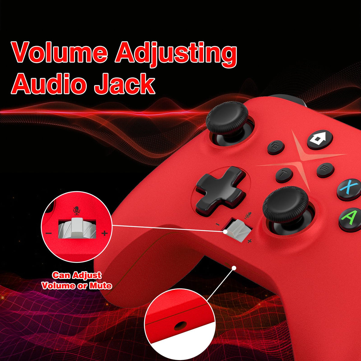 2 Pack Wireless Controller with Turbo Macro Hall Trigger Dual Vibration 3.5mm Audio Jack Built-in Battery 2.4GHz Adapter F478