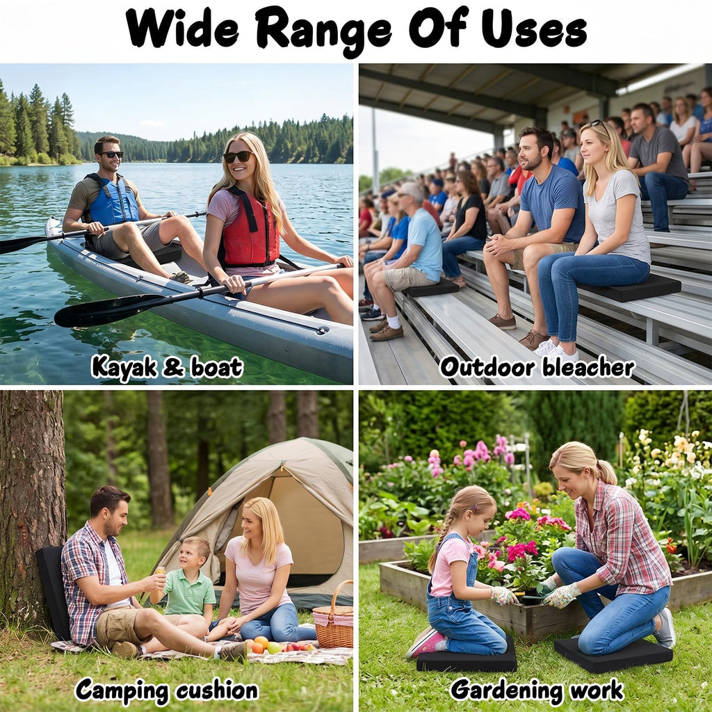 Black Portable Waterproof Stadium Seat Cushions with Handle Q29360