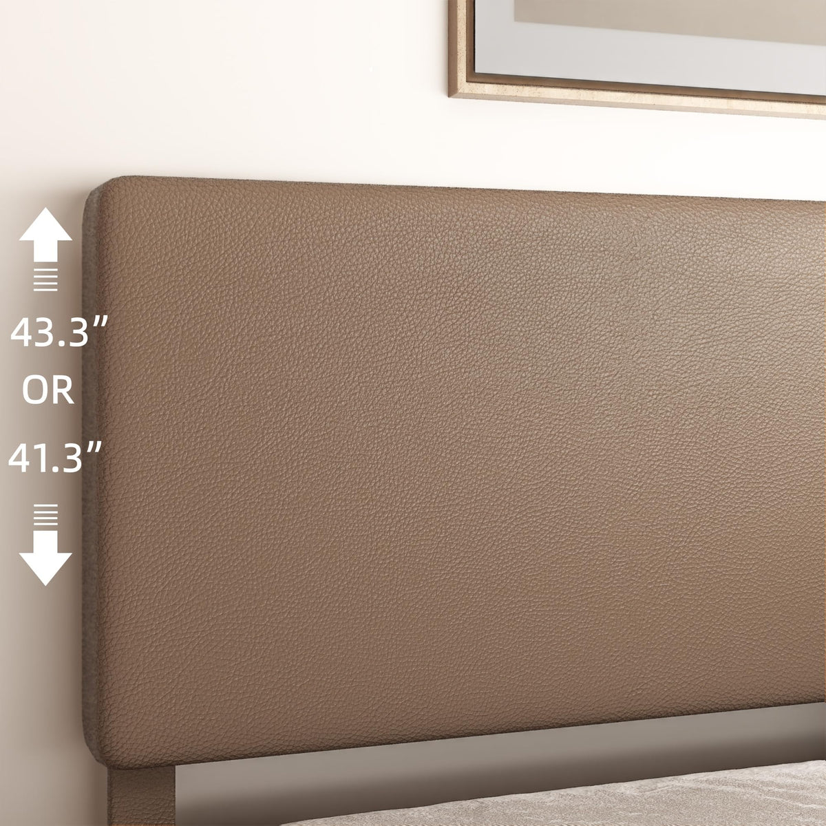 Minimalist Leather Bed Frame with Adjustable Headboard U4809