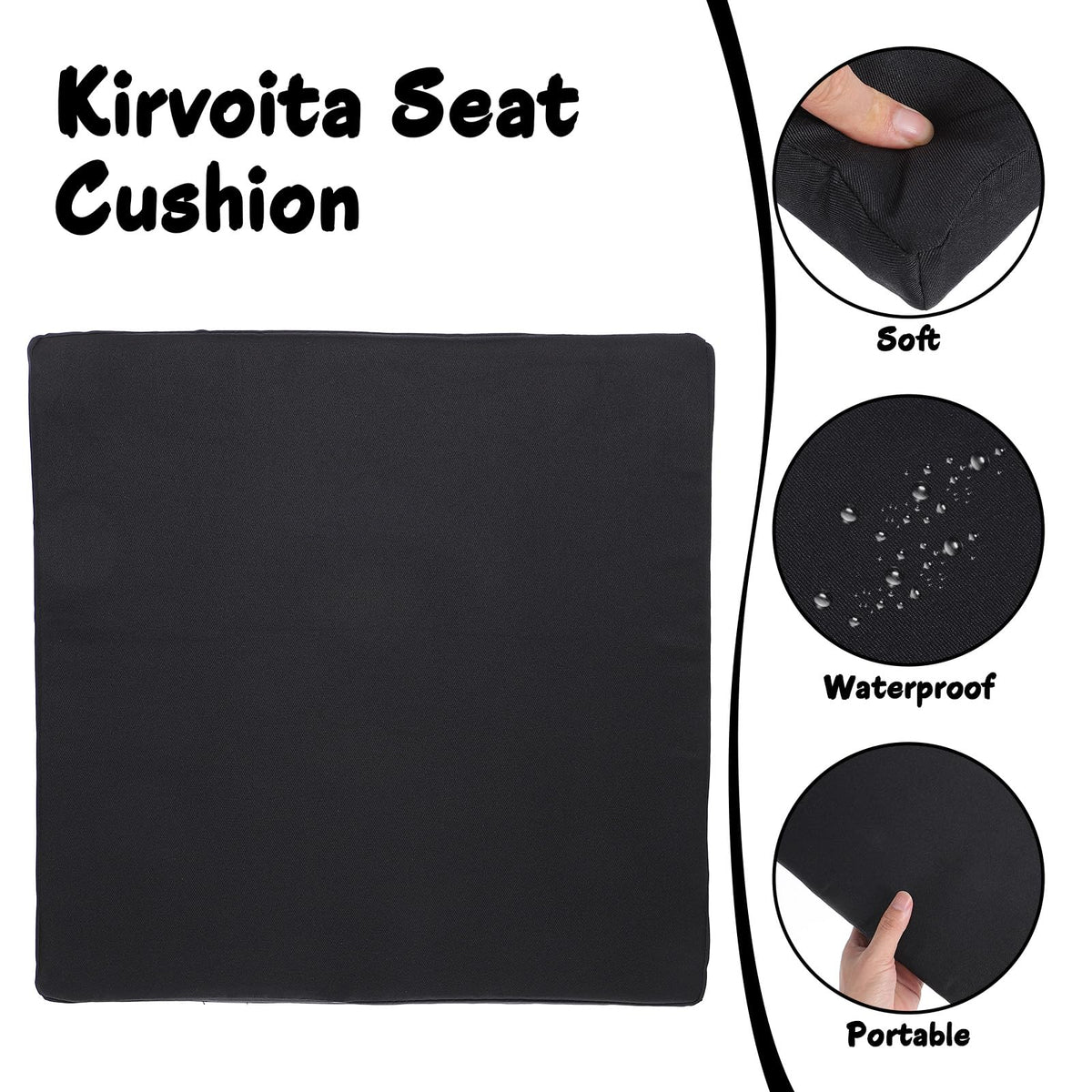 Black Portable Waterproof Stadium Seat Cushions with Handle Q29360