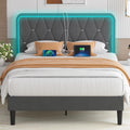 Dark Grey Velvet Upholstered Queen Bed Frame with Headboard V233