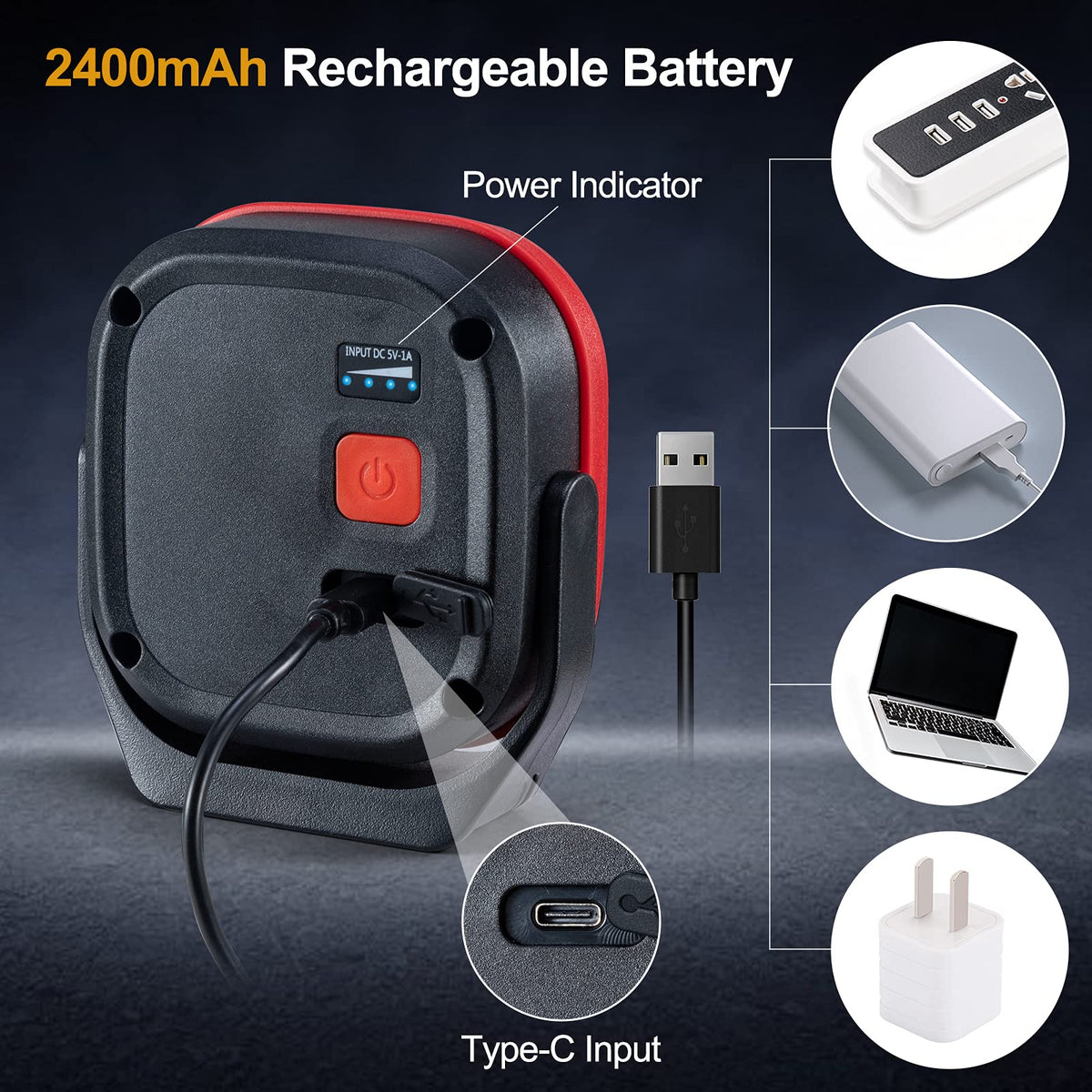 Magnetic Work Light, 42 LEDs 1000 Lumens Rechargeable Portable Inspection Light (2 PCS) B87479