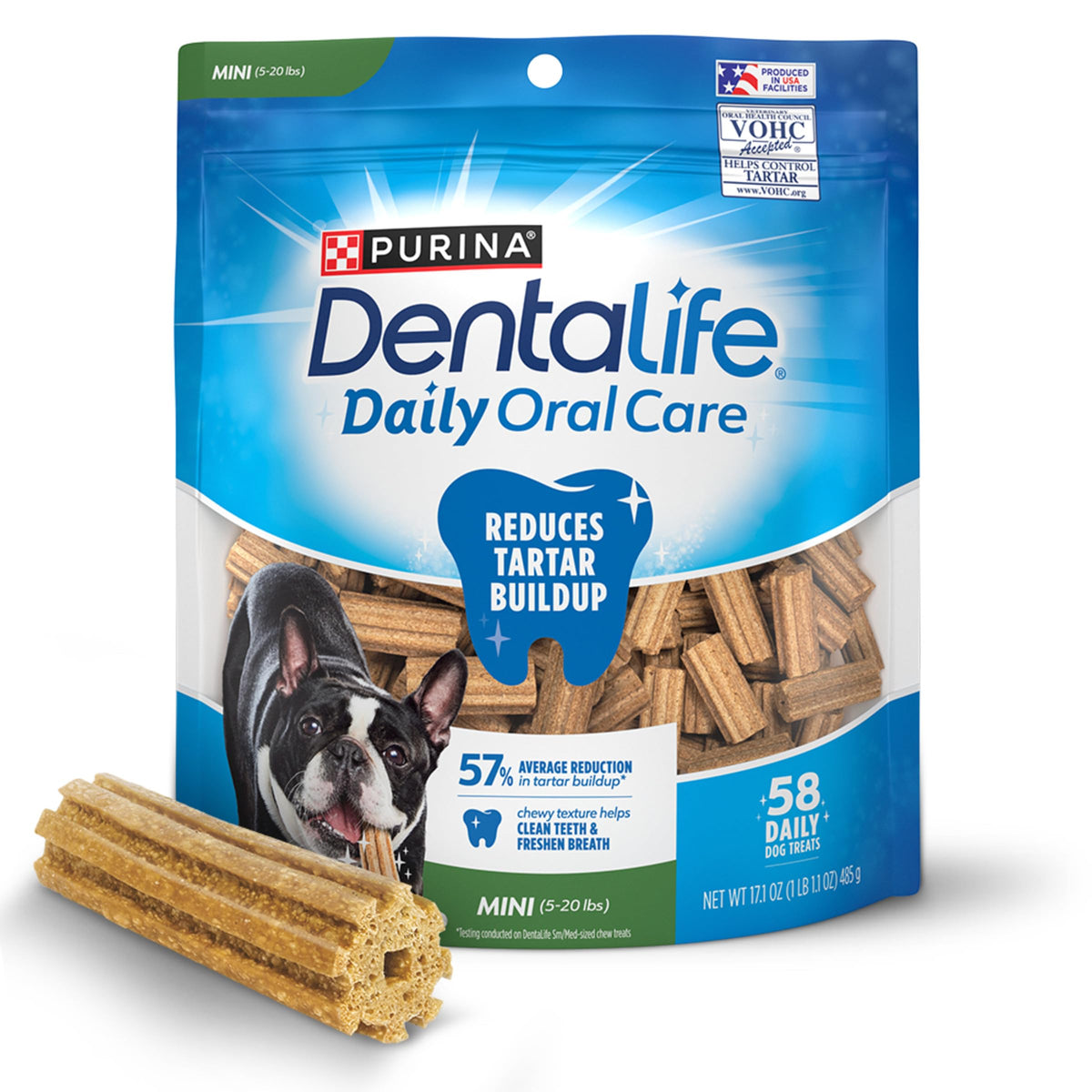 Daily Oral Care Dog Treats for Small Dogs, 58 ct H76141