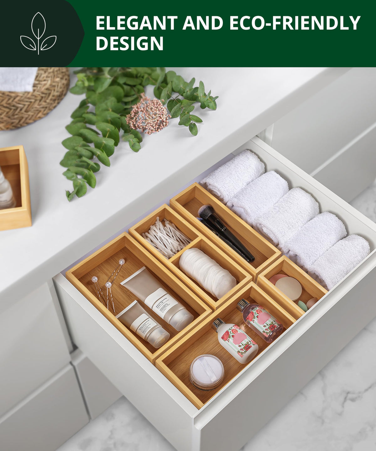 5-Piece Bamboo Drawer Organizer Set L13075