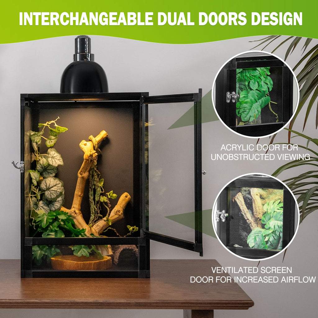 18"x18"x36" Aluminum Reptile Enclosure with Screen & Acrylic Doors M160