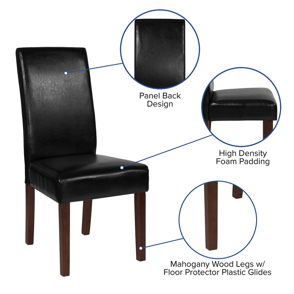 Black Faux Leather Parsons Chair 6-Pack F182