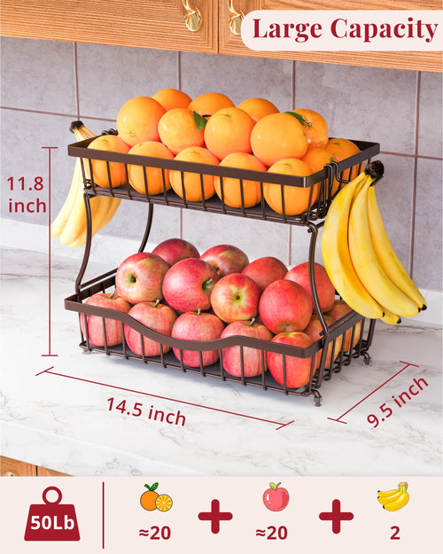 2 Tier Fruit Basket with 2 Banana Hangers J33710