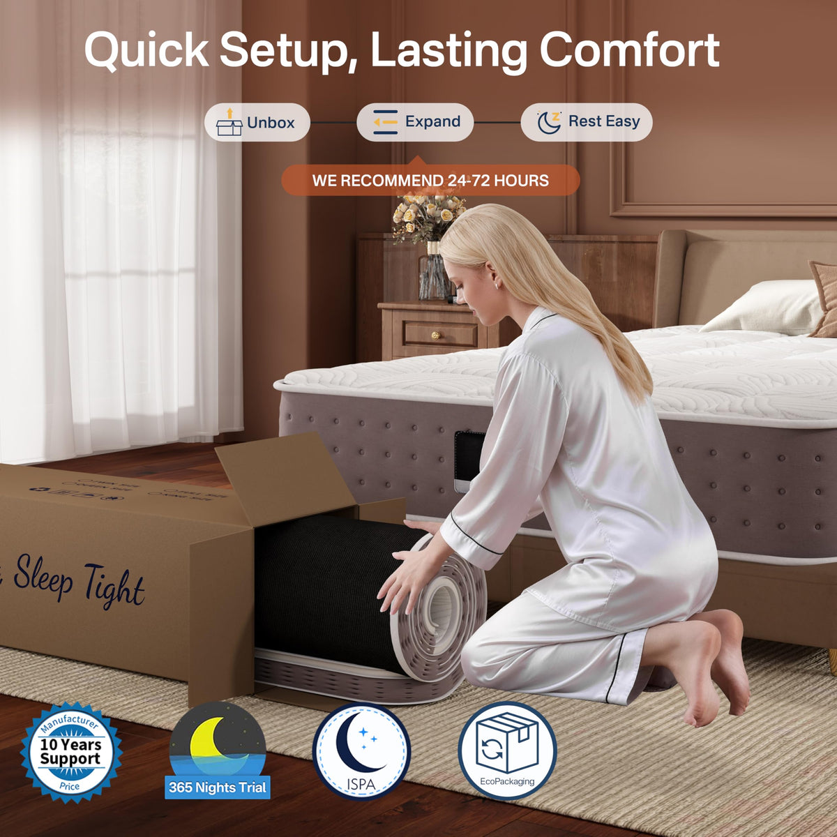 8 Inch Medium Firm Twin XL Hybrid Mattress J953481