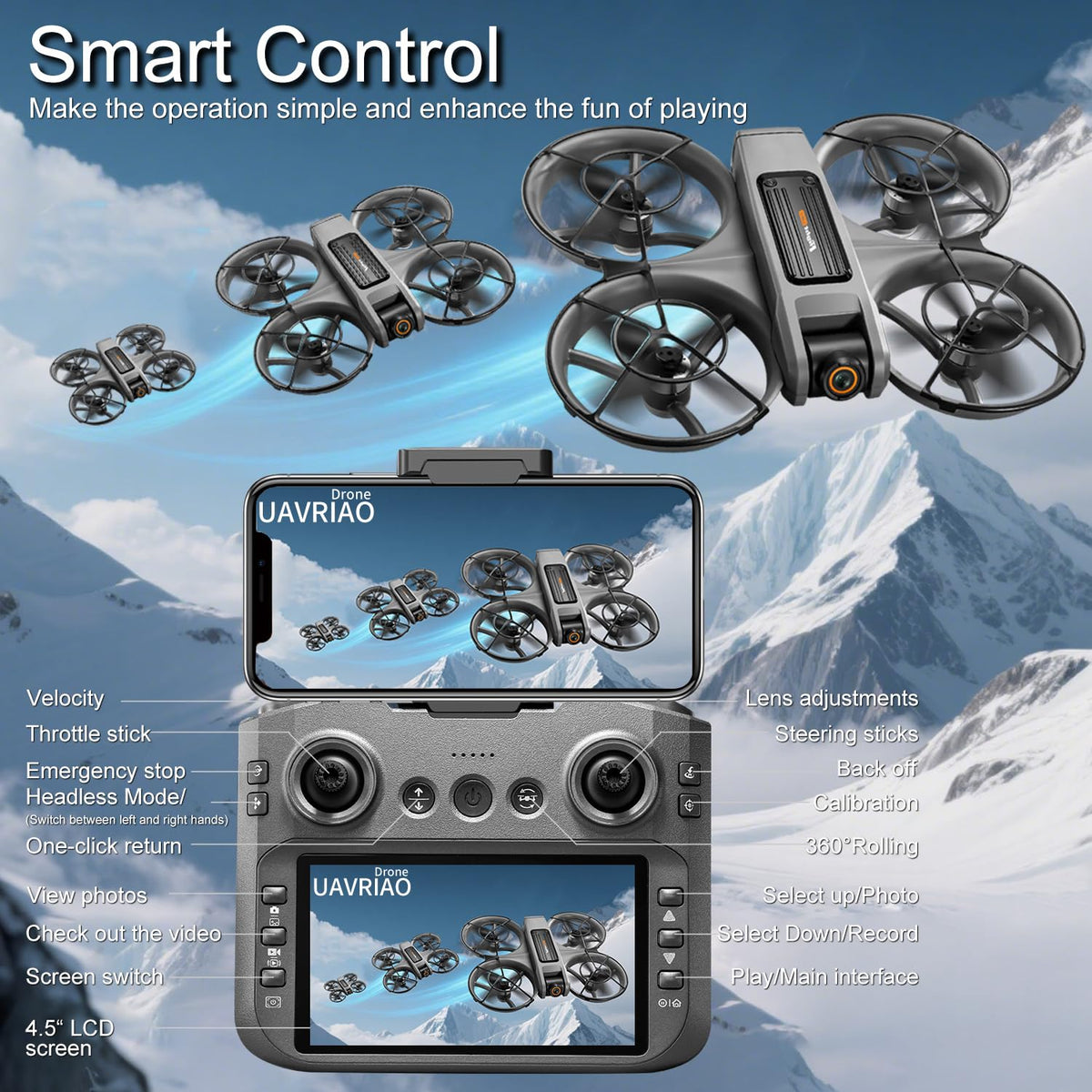 4.5-inch HD Screen Remote Control Drone with 2K Dual Cameras K5894