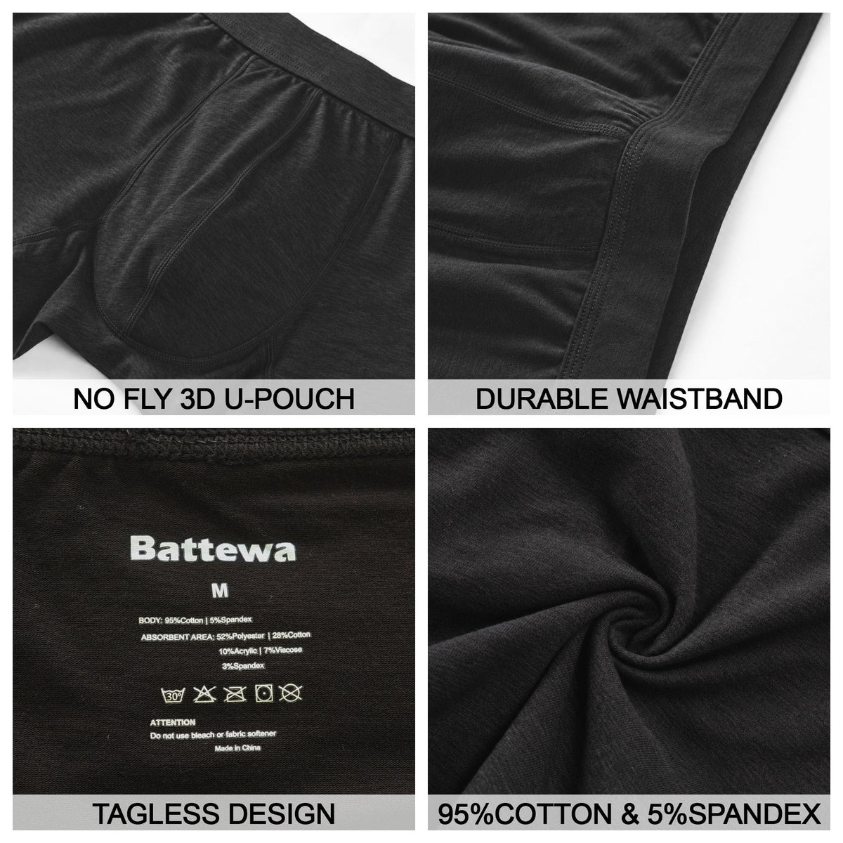Mens Washable Incontinence Underwear 50ml Absorbent 4XL K6624