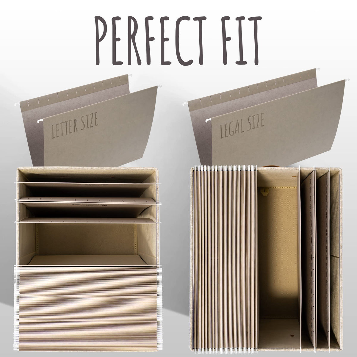 Collapsible Linen File Organizer Box Set of 2 D837