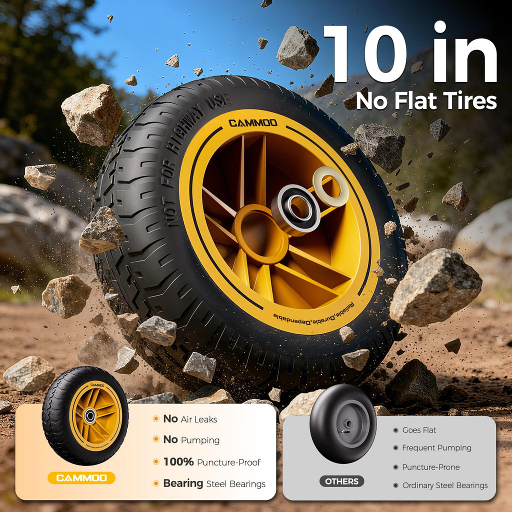 10-in No-Flat Tires 600lb Garden Dump Cart 4 Cu.Ft Wheelbarrow Black K98492