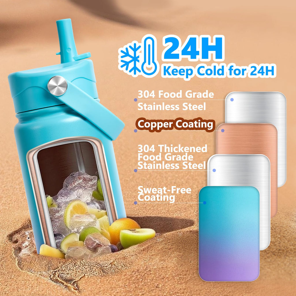 Insulated Water Bottle with Lid & Boot & Stickers, 24 oz P1976