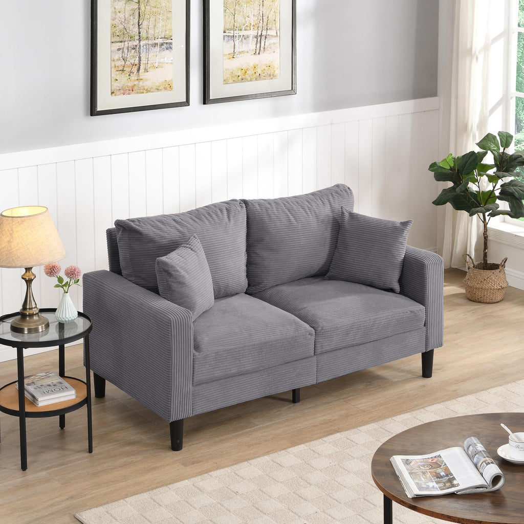 Small Space Saving Light Gray 2-Seat Upholstered Sofa A45023