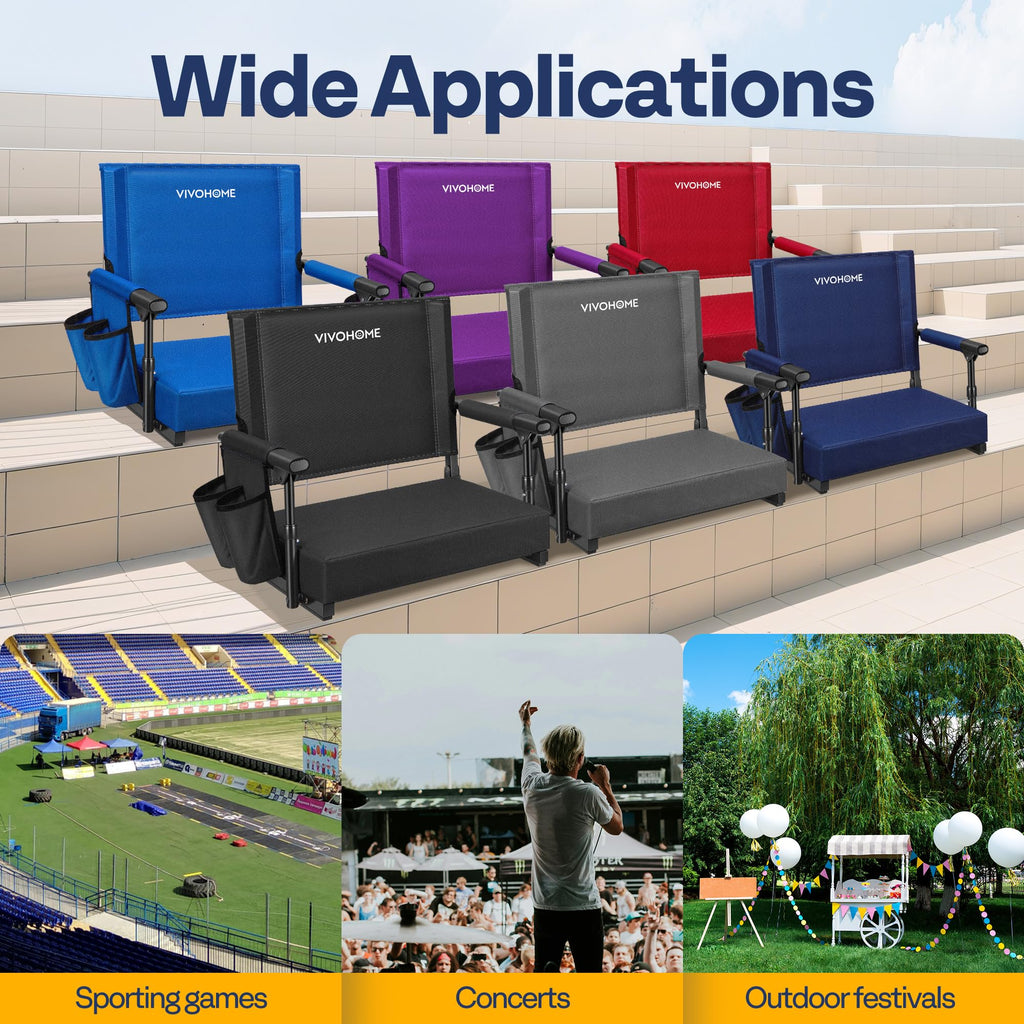 Stadium Seat with Back Support and 2.8" Cushion V810477