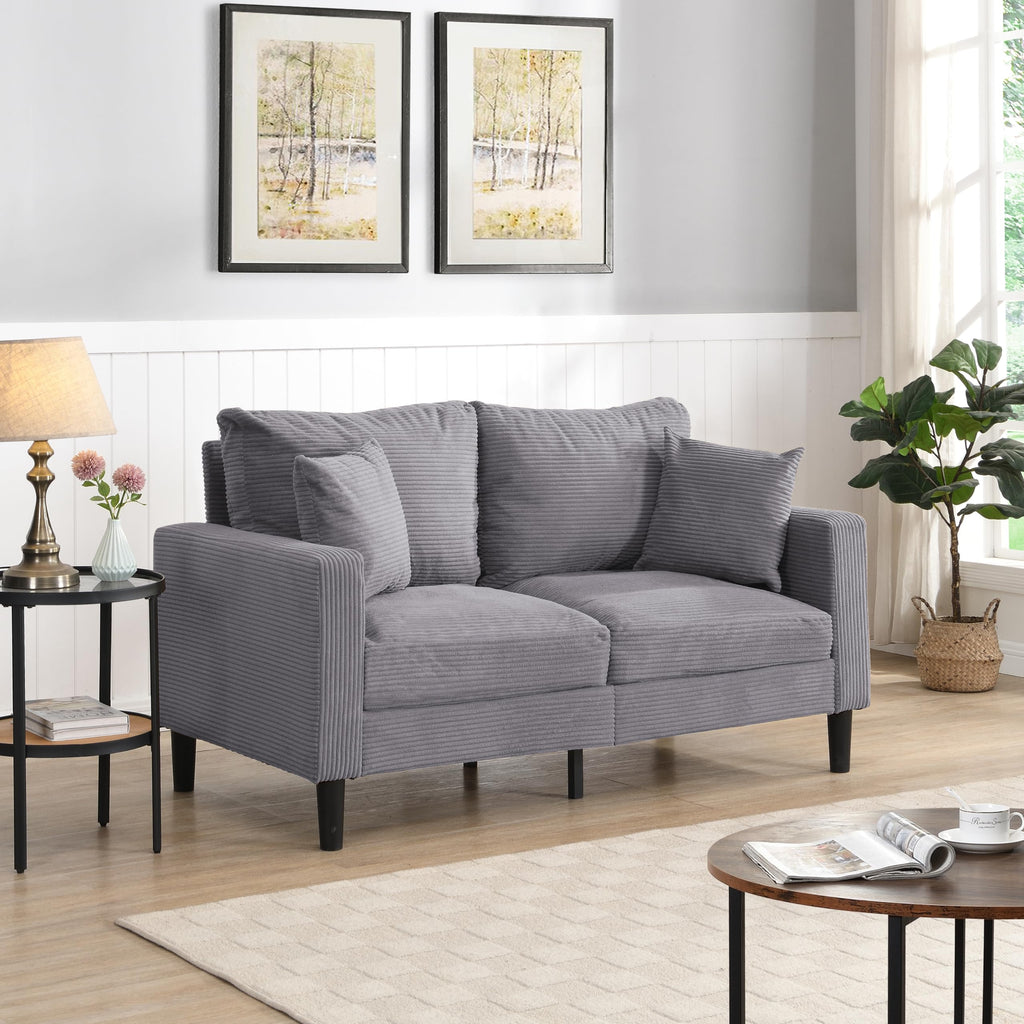 Small Space Saving Light Gray 2-Seat Upholstered Sofa A45023