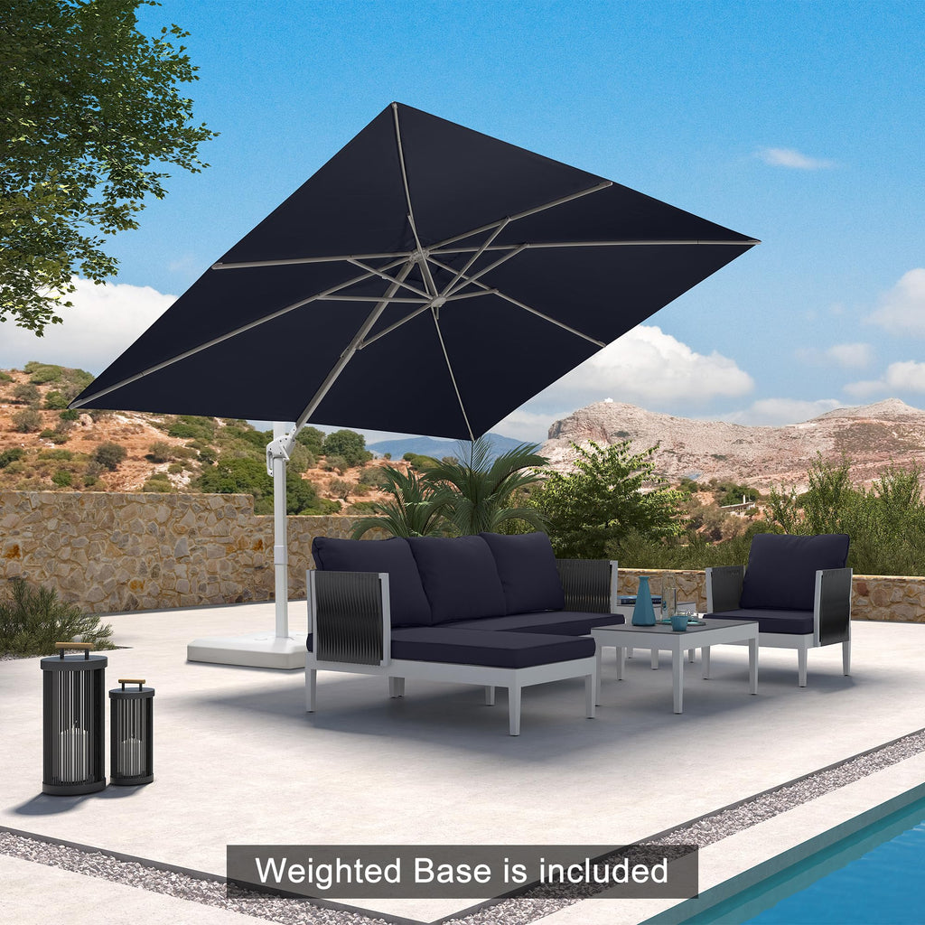 Navy Blue Aluminum Patio Umbrella with Base C34652
