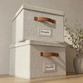 Collapsible Linen File Organizer Box Set of 2 D837