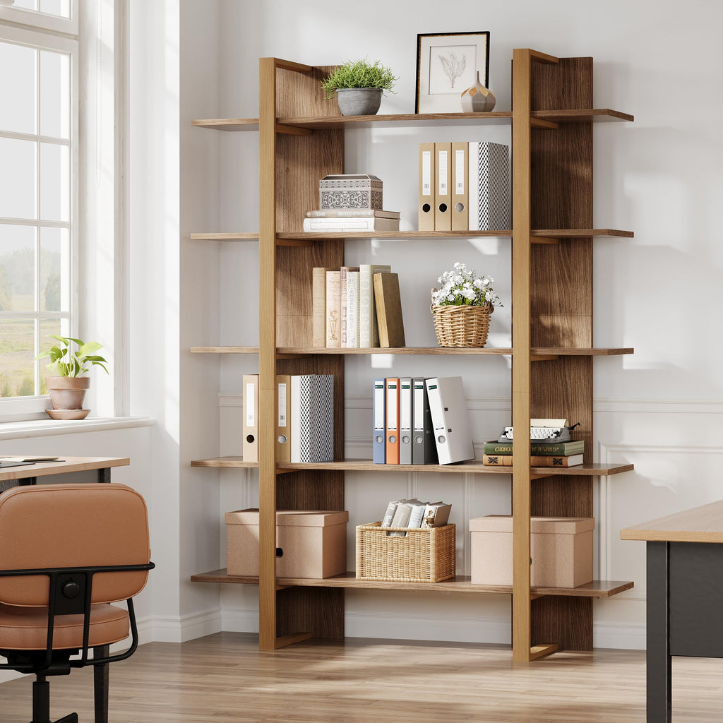 5-Tier Boho Bookshelf with Metal Frame D82241